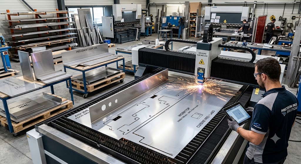 Découpe laser de plaque inox sur mesure en atelier